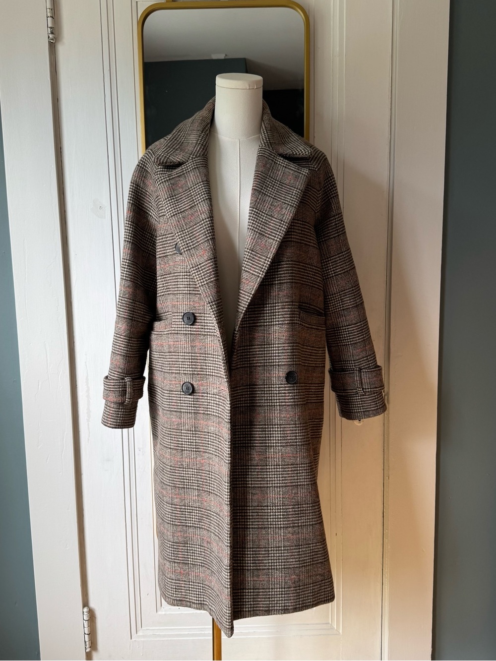 Cashmere Houndstooth Lined Wool Coat Size XS Vintage